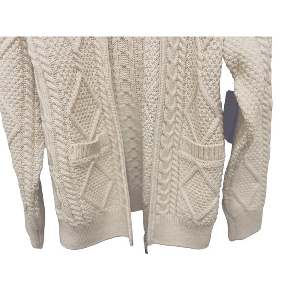 BLARNEY WOOLLEN MILLS ARANS - Hand-Knit Full Zip Aran Cardigan White Size 3XL - Picture 11 of 11